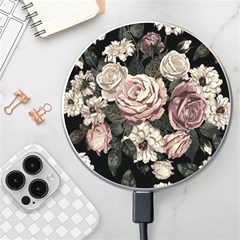 Elegant Seamless Pattern Blush Toned Rustic Flowers Wireless Fast Charger(white) by Hannah976