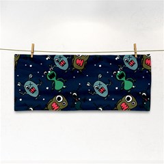 Monster Alien Pattern Seamless Background Hand Towel by Hannah976