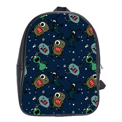 Monster Alien Pattern Seamless Background School Bag (large) by Hannah976