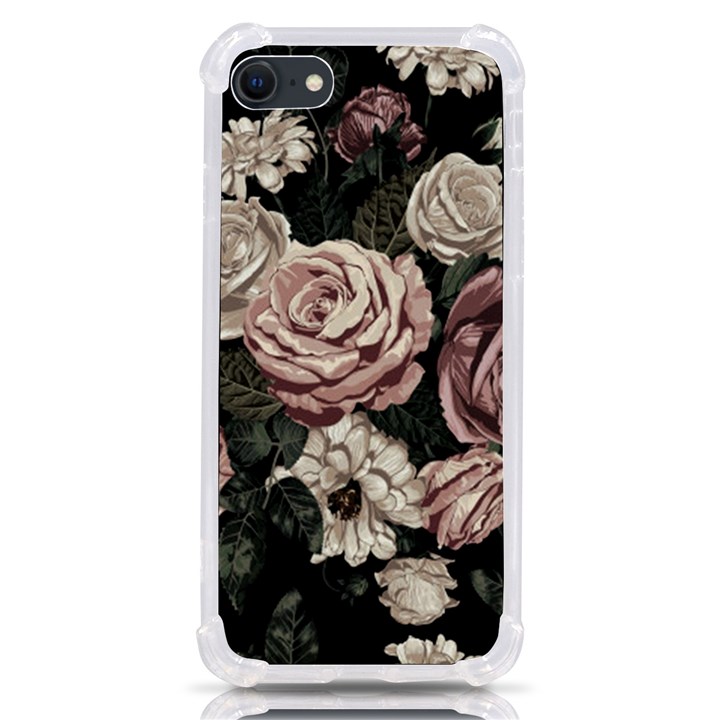 Elegant Seamless Pattern Blush Toned Rustic Flowers iPhone SE