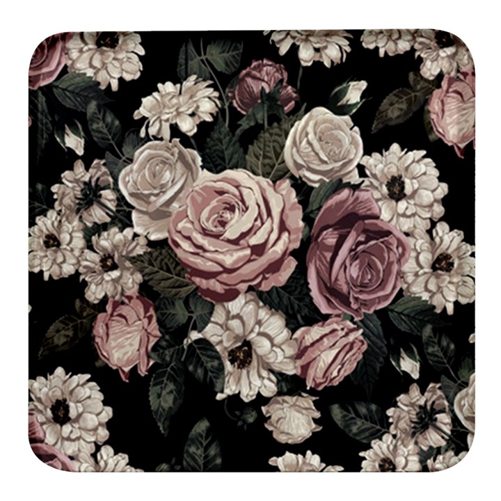 Elegant Seamless Pattern Blush Toned Rustic Flowers Square Glass Fridge Magnet (4 pack)