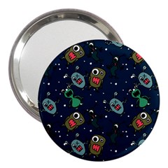 Monster Alien Pattern Seamless Background 3  Handbag Mirrors by Hannah976