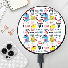 Monster Cool Seamless Pattern Wireless Fast Charger(black) by Hannah976