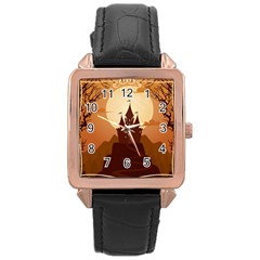 Beautiful Castle Rose Gold Leather Watch  by Hannah976