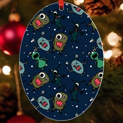 Monster Alien Pattern Seamless Background Uv Print Acrylic Ornament Oval by Hannah976