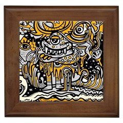 Crazy Abstract Doodle Social Doodle Drawing Style Framed Tile by Hannah976