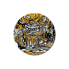 Crazy Abstract Doodle Social Doodle Drawing Style Magnet 3  (round) by Hannah976