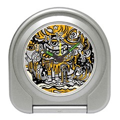 Crazy Abstract Doodle Social Doodle Drawing Style Travel Alarm Clock by Hannah976