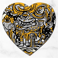 Crazy Abstract Doodle Social Doodle Drawing Style Jigsaw Puzzle (heart) by Hannah976