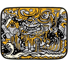 Crazy Abstract Doodle Social Doodle Drawing Style Fleece Blanket (mini) by Hannah976