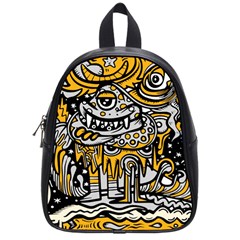 Crazy Abstract Doodle Social Doodle Drawing Style School Bag (small) by Hannah976