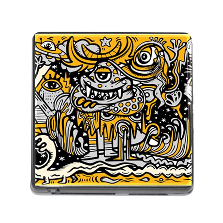 Crazy Abstract Doodle Social Doodle Drawing Style Memory Card Reader (Square 5 Slot)