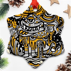 Crazy Abstract Doodle Social Doodle Drawing Style Ornament (snowflake) by Hannah976