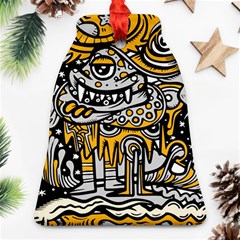 Crazy Abstract Doodle Social Doodle Drawing Style Bell Ornament (two Sides) by Hannah976