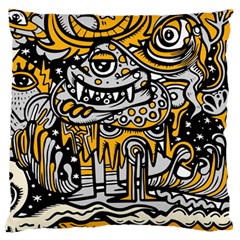 Crazy Abstract Doodle Social Doodle Drawing Style Large Cushion Case (one Side) by Hannah976