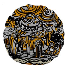 Crazy Abstract Doodle Social Doodle Drawing Style Large 18  Premium Round Cushions by Hannah976