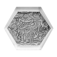 Crazy Abstract Doodle Social Doodle Drawing Style Hexagon Wood Jewelry Box by Hannah976