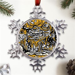 Crazy Abstract Doodle Social Doodle Drawing Style Metal Large Snowflake Ornament by Hannah976