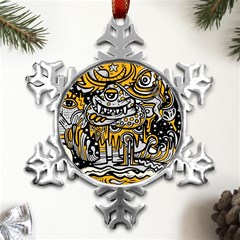 Crazy Abstract Doodle Social Doodle Drawing Style Metal Small Snowflake Ornament by Hannah976