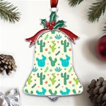 Outer Space Seamless Background Metal Holly Leaf Bell Ornament Front