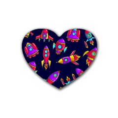 Space Patterns Rubber Heart Coaster (4 Pack) by Hannah976