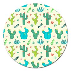 Cactus Succulents Floral Seamless Pattern Magnet 5  (round) by Hannah976