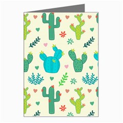 Cactus Succulents Floral Seamless Pattern Greeting Card