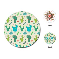 Cactus Succulents Floral Seamless Pattern Playing Cards Single Design (round) by Hannah976