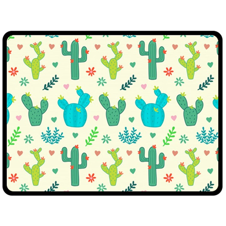 Cactus Succulents Floral Seamless Pattern Two Sides Fleece Blanket (Large)