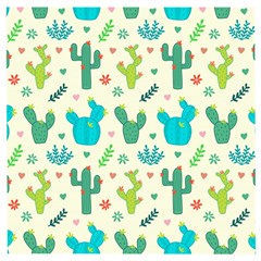 Cactus Succulents Floral Seamless Pattern Wooden Puzzle Square by Hannah976