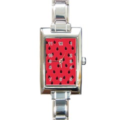 Seamless Watermelon Surface Texture Rectangle Italian Charm Watch by Hannah976