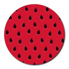 Seamless Watermelon Surface Texture Round Mousepad by Hannah976