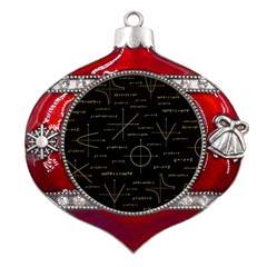 Abstract Math Pattern Metal Snowflake And Bell Red Ornament