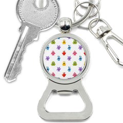 Seamless Pattern Cute Funny Monster Cartoon Isolated White Background Bottle Opener Key Chain by Hannah976