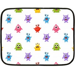 Seamless Pattern Cute Funny Monster Cartoon Isolated White Background Two Sides Fleece Blanket (mini) by Hannah976