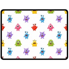 Seamless Pattern Cute Funny Monster Cartoon Isolated White Background Fleece Blanket (large) by Hannah976