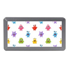 Seamless Pattern Cute Funny Monster Cartoon Isolated White Background Memory Card Reader (mini) by Hannah976