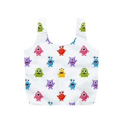 Seamless Pattern Cute Funny Monster Cartoon Isolated White Background Full Print Recycle Bag (s) by Hannah976