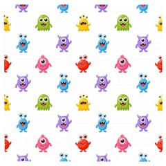 Seamless Pattern Cute Funny Monster Cartoon Isolated White Background Wooden Puzzle Square by Hannah976