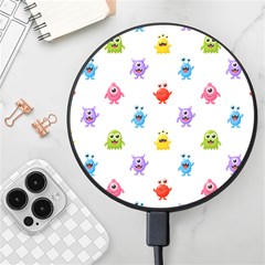 Seamless Pattern Cute Funny Monster Cartoon Isolated White Background Wireless Fast Charger(black) by Hannah976