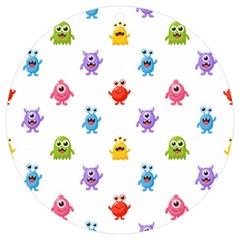 Seamless Pattern Cute Funny Monster Cartoon Isolated White Background Uv Print Acrylic Ornament Round by Hannah976