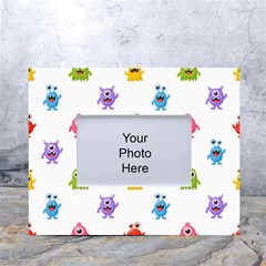 Seamless Pattern Cute Funny Monster Cartoon Isolated White Background White Tabletop Photo Frame 4 x6  by Hannah976