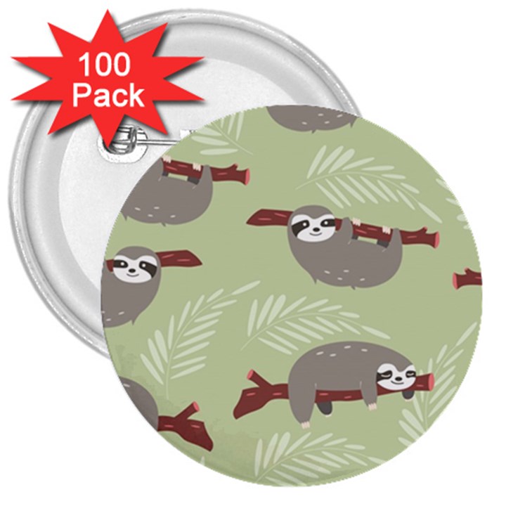 Sloths Pattern Design 3  Buttons (100 pack) 