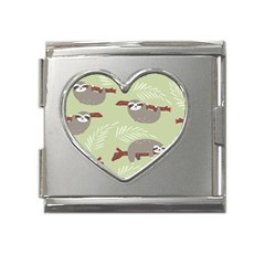 Sloths Pattern Design Mega Link Heart Italian Charm (18mm) by Hannah976