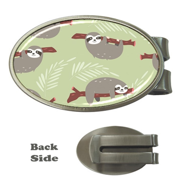 Sloths Pattern Design Money Clips (Oval) 