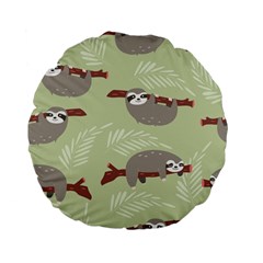 Sloths Pattern Design Standard 15  Premium Flano Round Cushions by Hannah976