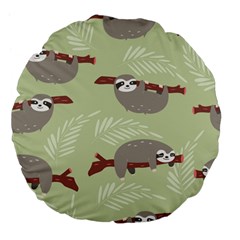 Sloths Pattern Design Large 18  Premium Flano Round Cushions by Hannah976