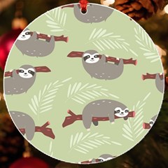 Sloths Pattern Design Uv Print Acrylic Ornament Round by Hannah976