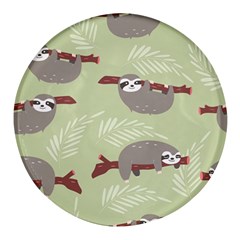 Sloths Pattern Design Round Glass Fridge Magnet (4 Pack) by Hannah976