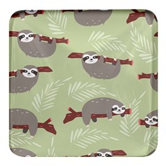 Sloths Pattern Design Square Glass Fridge Magnet (4 Pack) by Hannah976